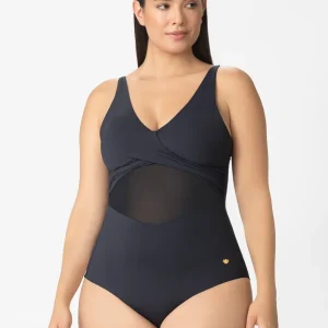 VESTIDO BAÑO ENTERO COPA FIJA Y CONTROL DE ABDOMEN 1381 NEGRO
