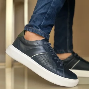 TENIS PARA HOMBRE EN CUERO AZUL X BLANCO REF: SIDNEY 3220