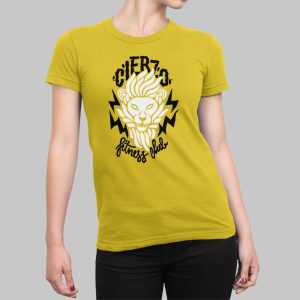 Camiseta León Cierzo Fitness Club amarilla mujer