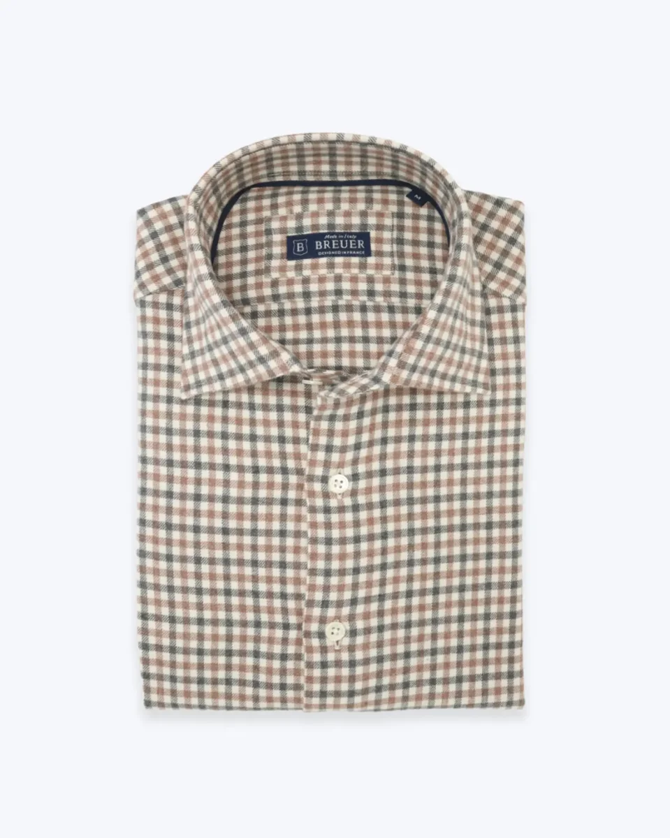 CAMISA DE FRANELA CUADROS BEIGE BREUER