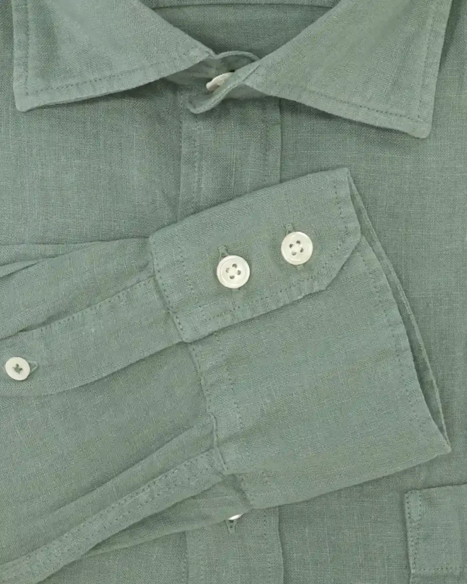 CAMISA VERDE DE LINO HARTFORD - Imagen 3