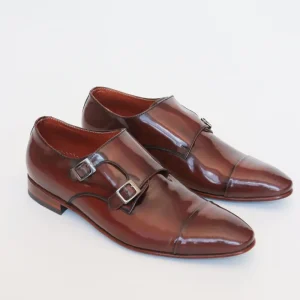 ZAPATO ELEGANTE ALEJANDRO DOUBLE MONK STRAP EN CUERO CAFE PARA HOMBRE | LUZ 1709