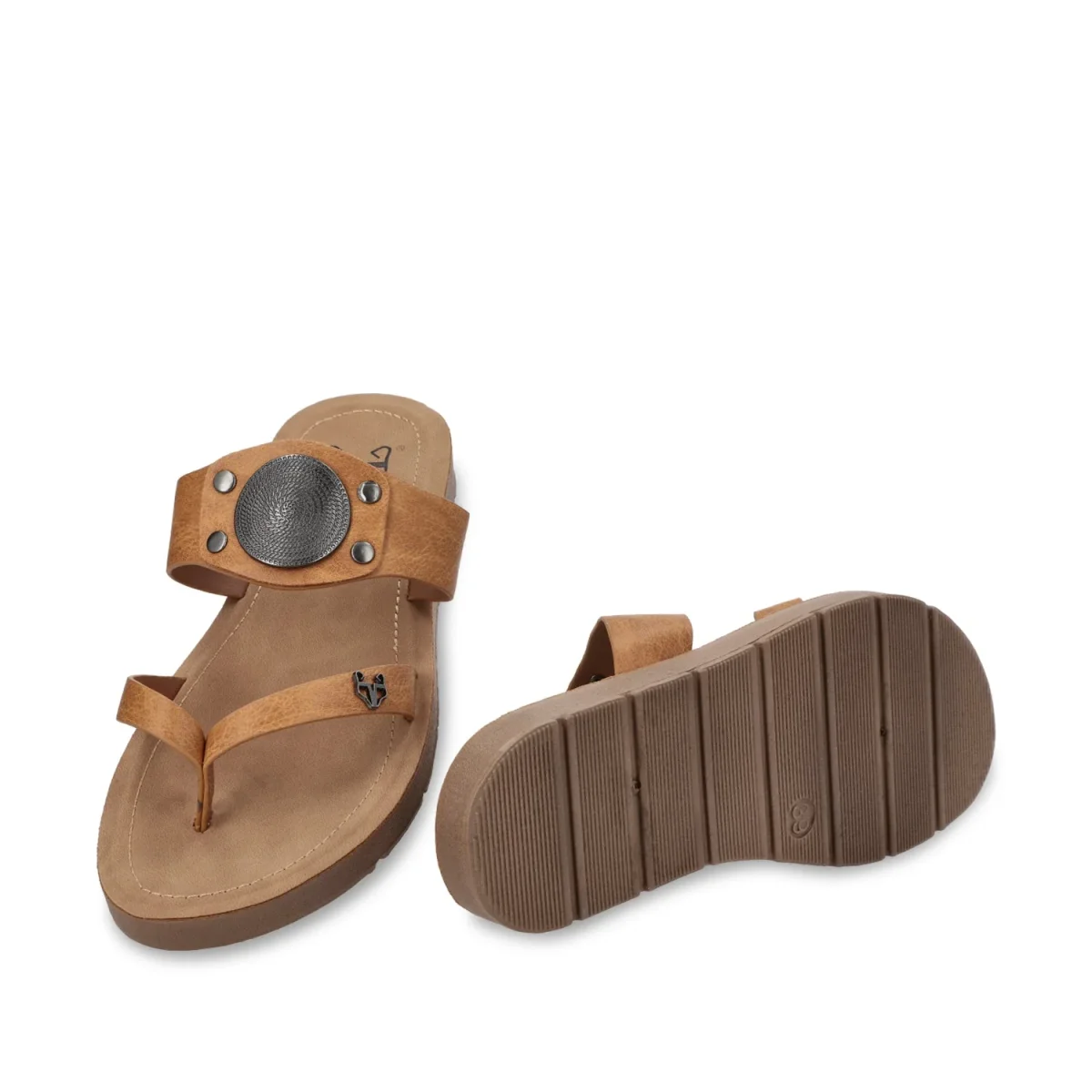 Sandalia Plano Camel Mujer 13256 - Imagen 7