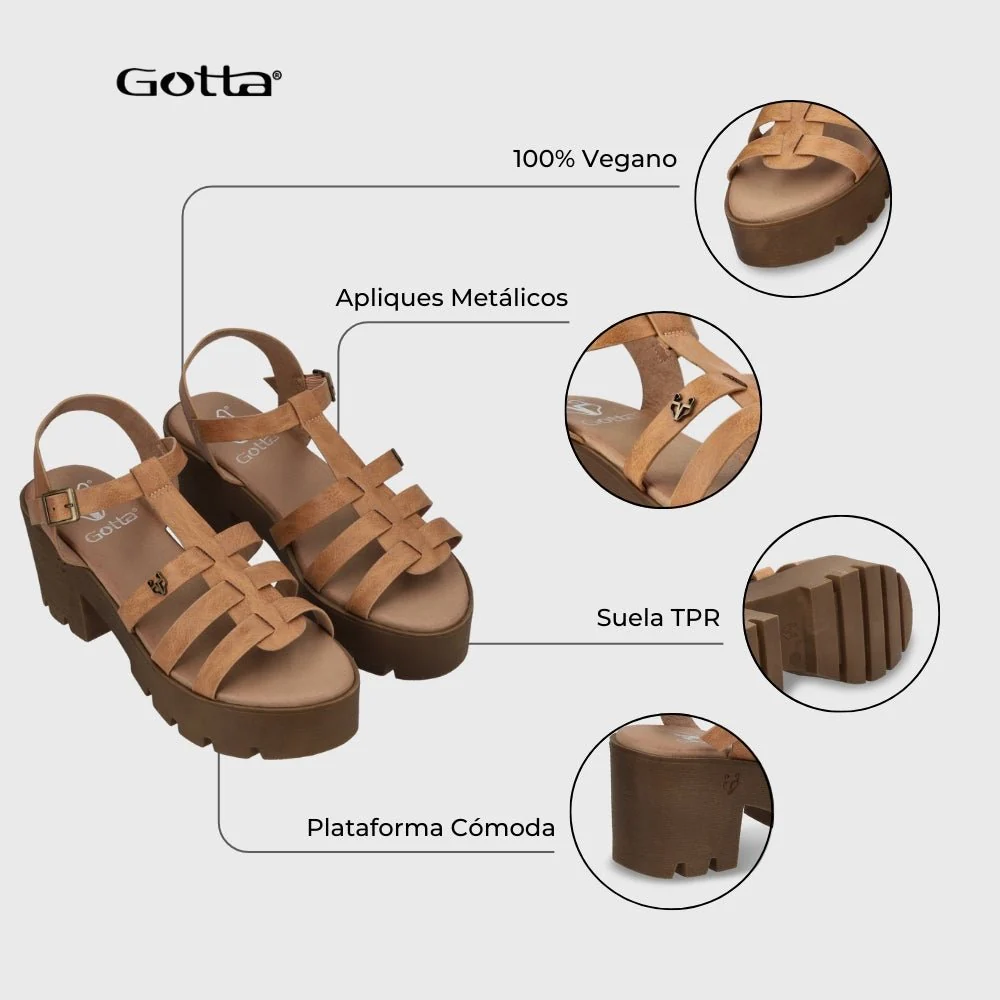 Sandalia Plataforma Camel Mujer 43023 - Imagen 5